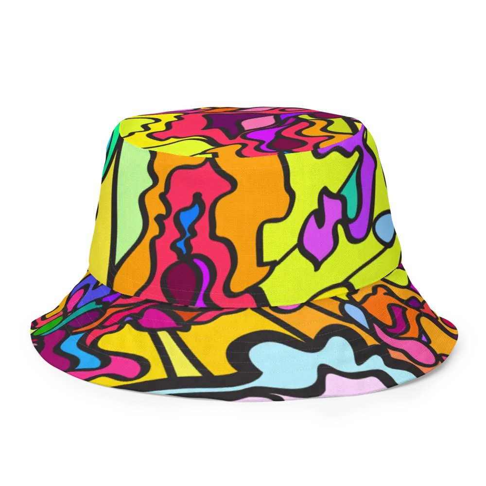 Chaos in Color Reversible Bucket Hat - Wave at Sunset product image (4)