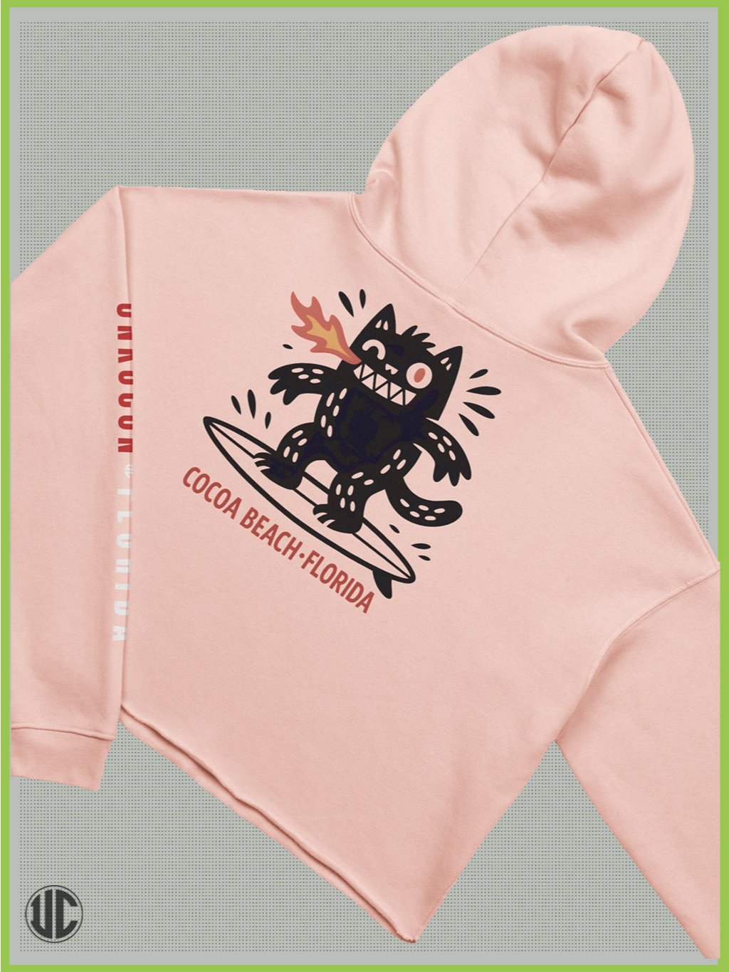 Cocoa Beach Crop Hoodie for Women – Cute Surf Graphic, Streetwear Fit, Soft Cotton Pullover product image (3)