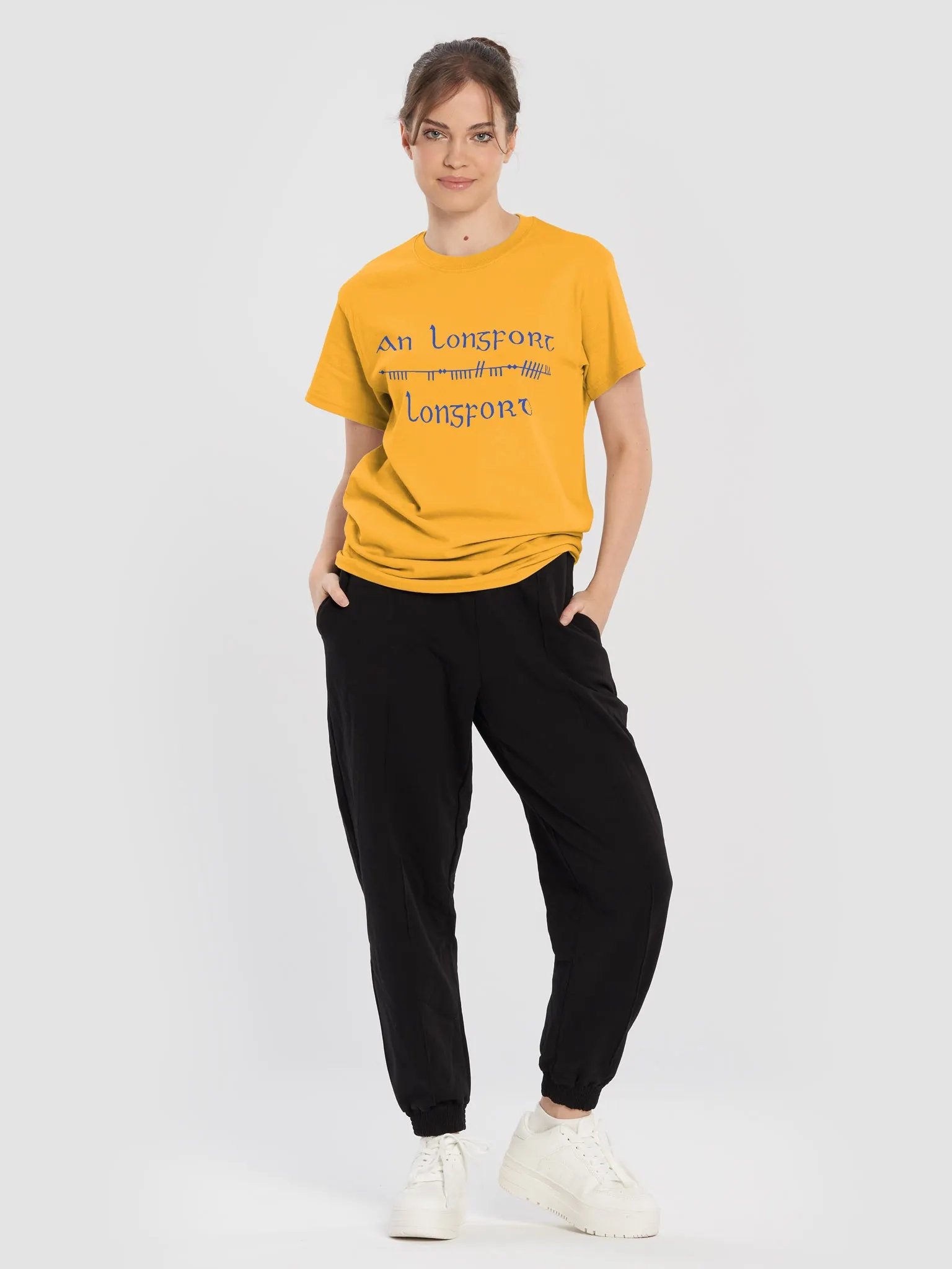 Longford/An Longfort Scholastic style Ogham gold printed T-shirt product image (4)