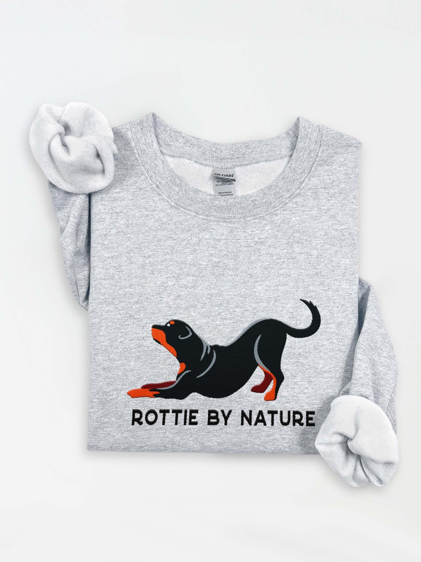 Rottie by Nature Sweatshirt (Embroidered) of a Rottweiler(Full Tail) product image (1)