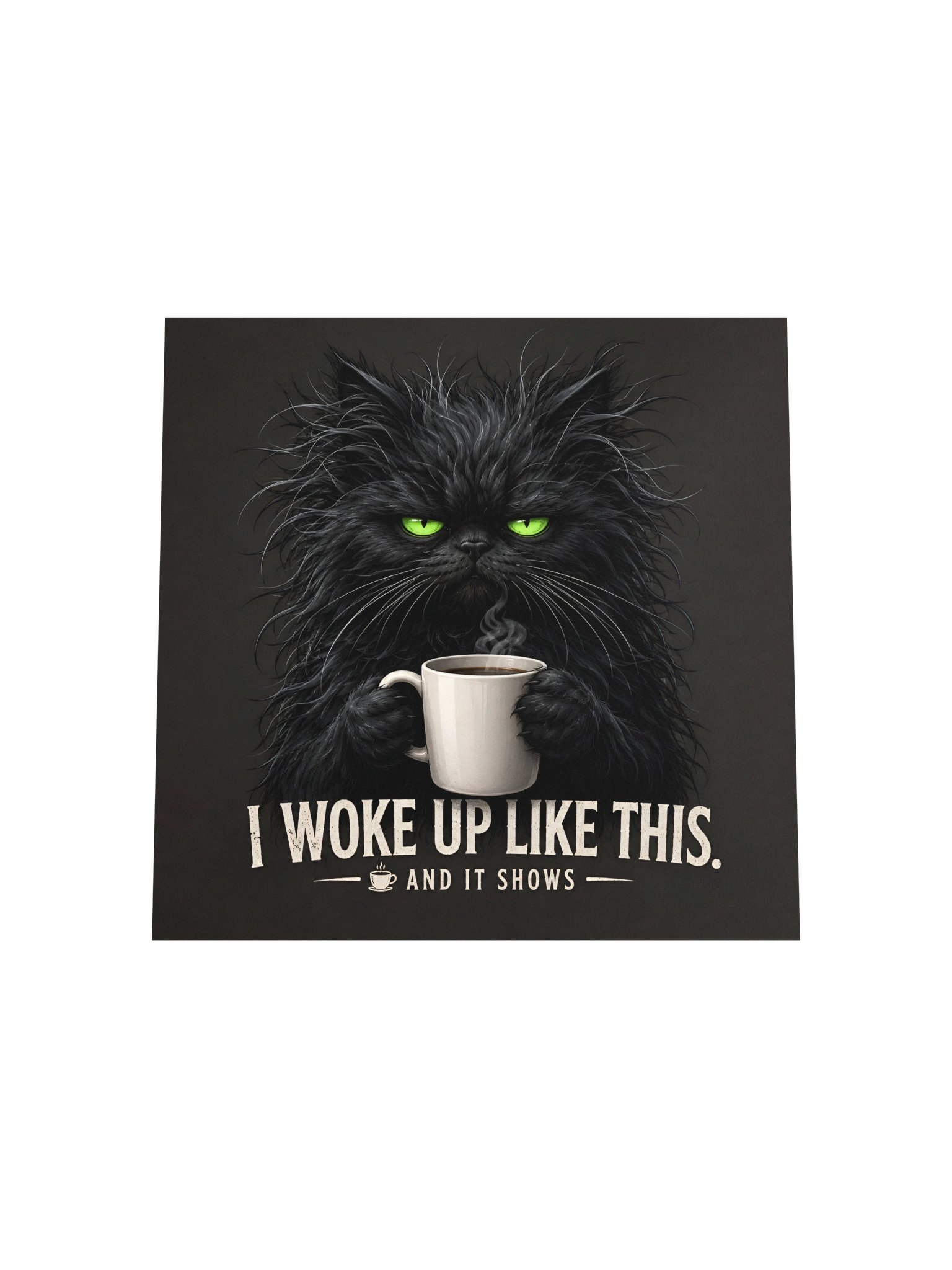 Funny Black Cat Coffee T-Shirt, I Woke Up Like This Cat Lover Oversized Graphic Tee product image (5)