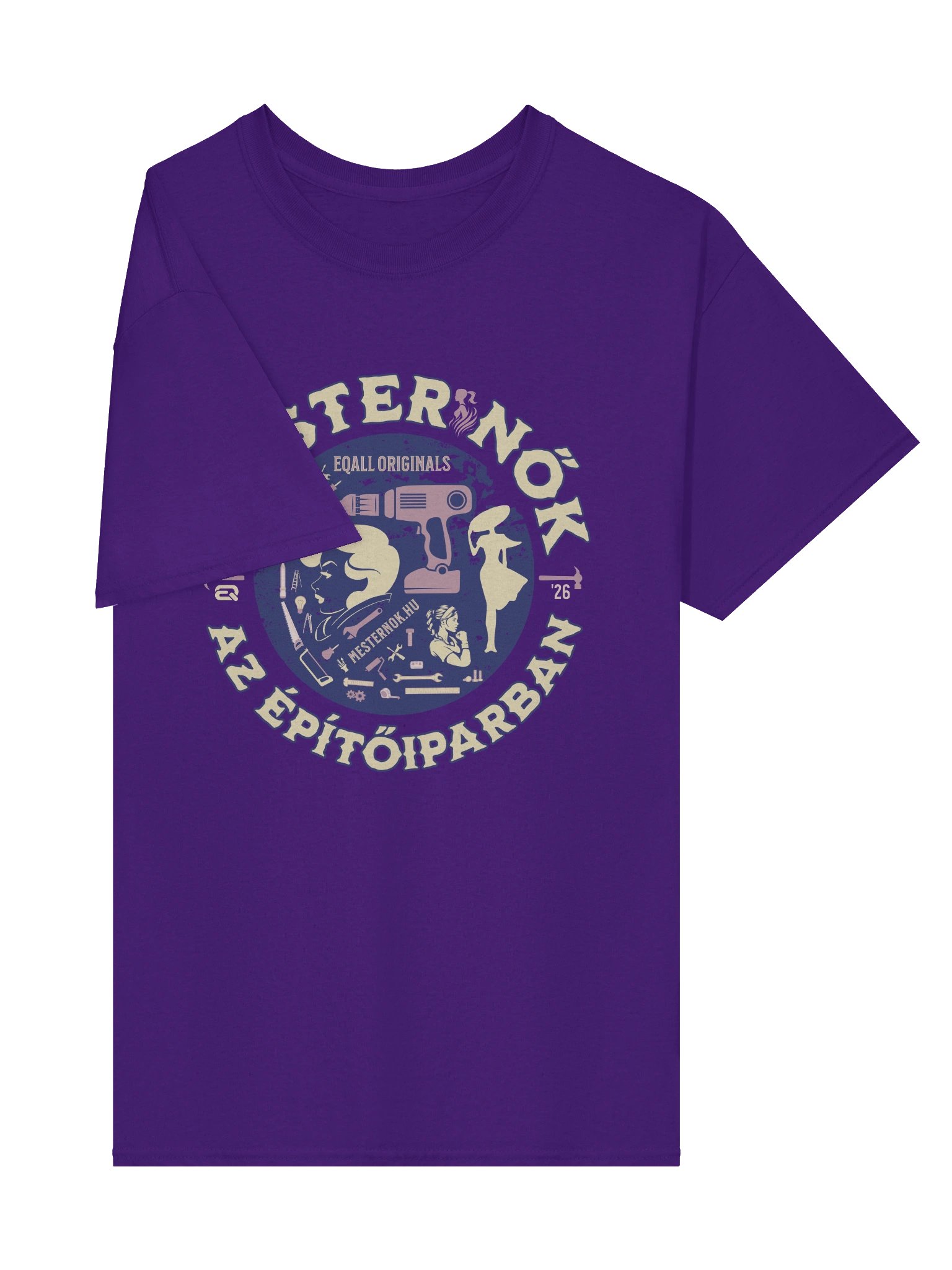 Mesternők Retro Vibe_Unisex 100% Pamut Gildan Dizájn_EQALL.hu® Originals_Lila / Bézs product image (54)