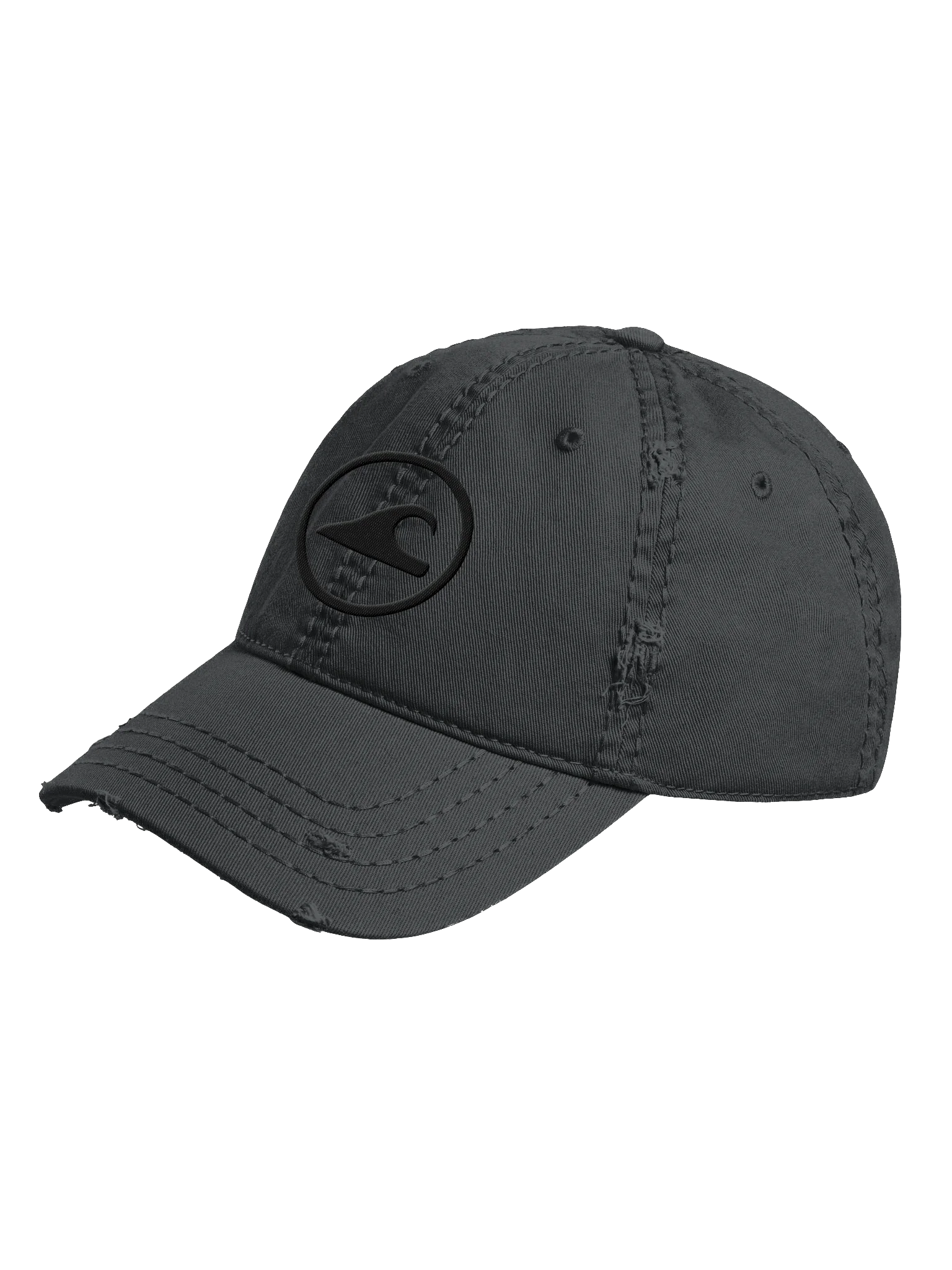 Embroidered Wave Rider Otto Distressed Dad Hat (Blackout) product image (2)