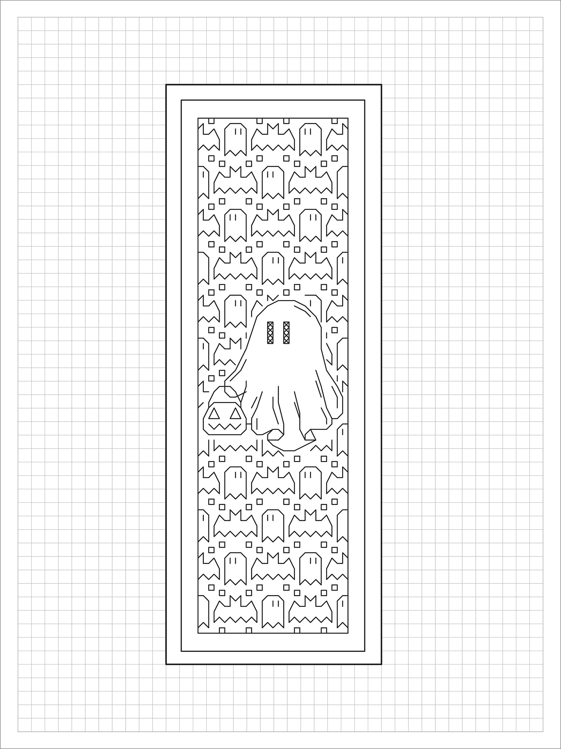 Happy Haunting Bookmark • Blackwork Cross Stitch Pattern • PDF Digital Download product image (1)