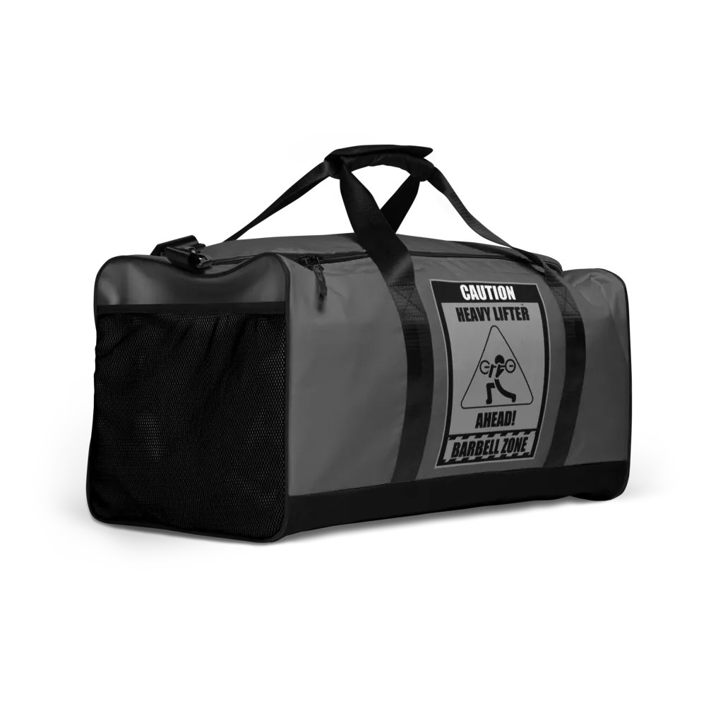 Caution Heavy Lifter Ahead-Barbell Zone Duffle Bag (Gray) product image (2)