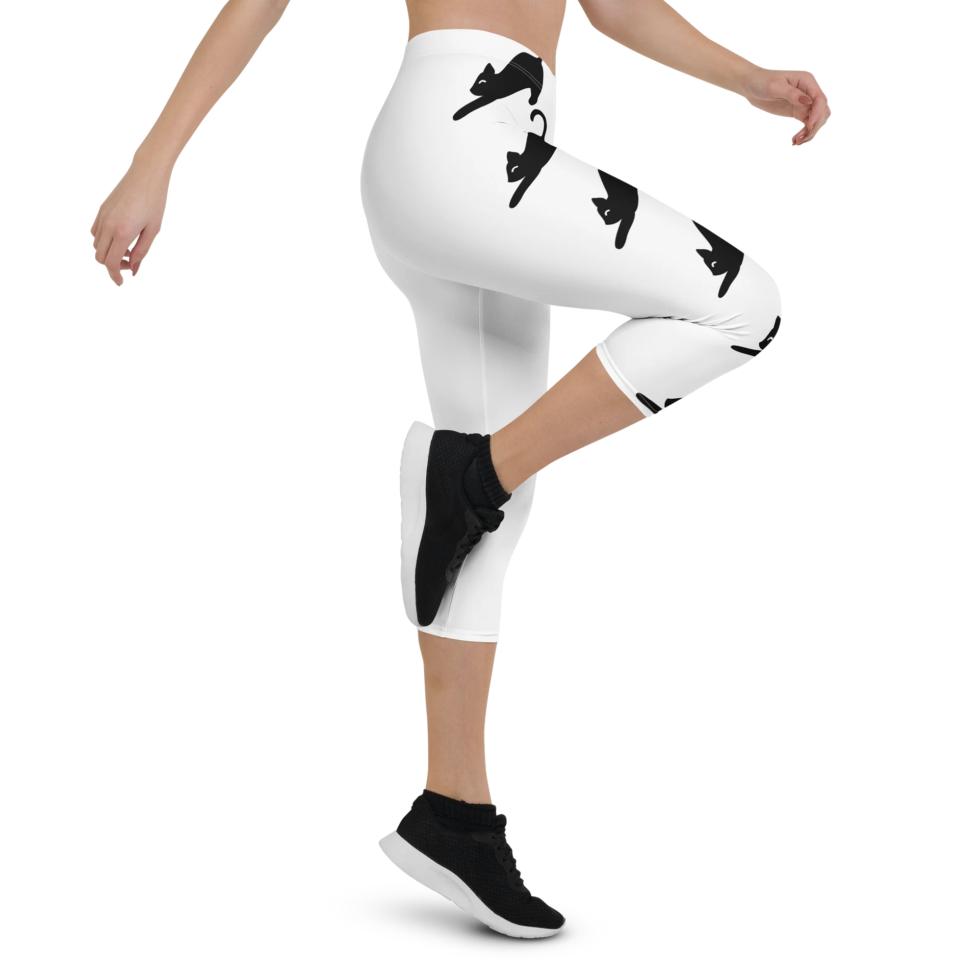 Whimsical Feline Frenzy Capri Leggings product image (4)