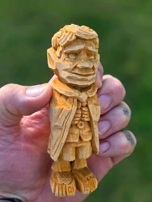 I finished my Frodo carving.  Gonna paint him this week after I finish carving   Hand carved with knife and gouge from a 5 or so inch tall basswood block. #woodcarving #whittling #fantasyartist #lotr #lotrart 