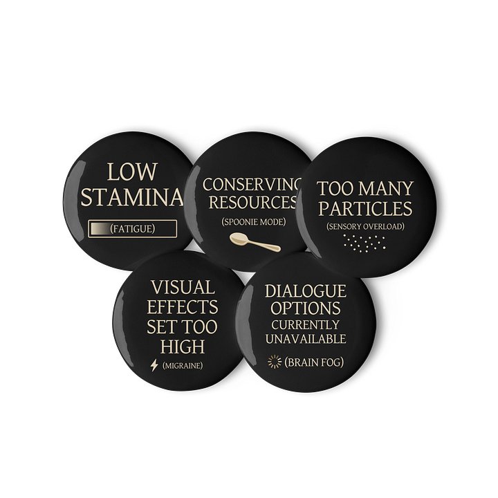 Spoonie Status Pin Set | Chronic Illness Communication Buttons Set of 5 product image (1)