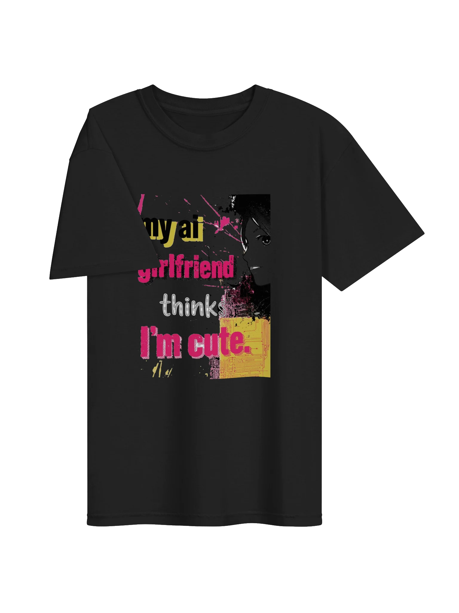 My AI Girlfriend Thinks I'm Cute – Anime Cyberpunk T-Shirt product image (29)