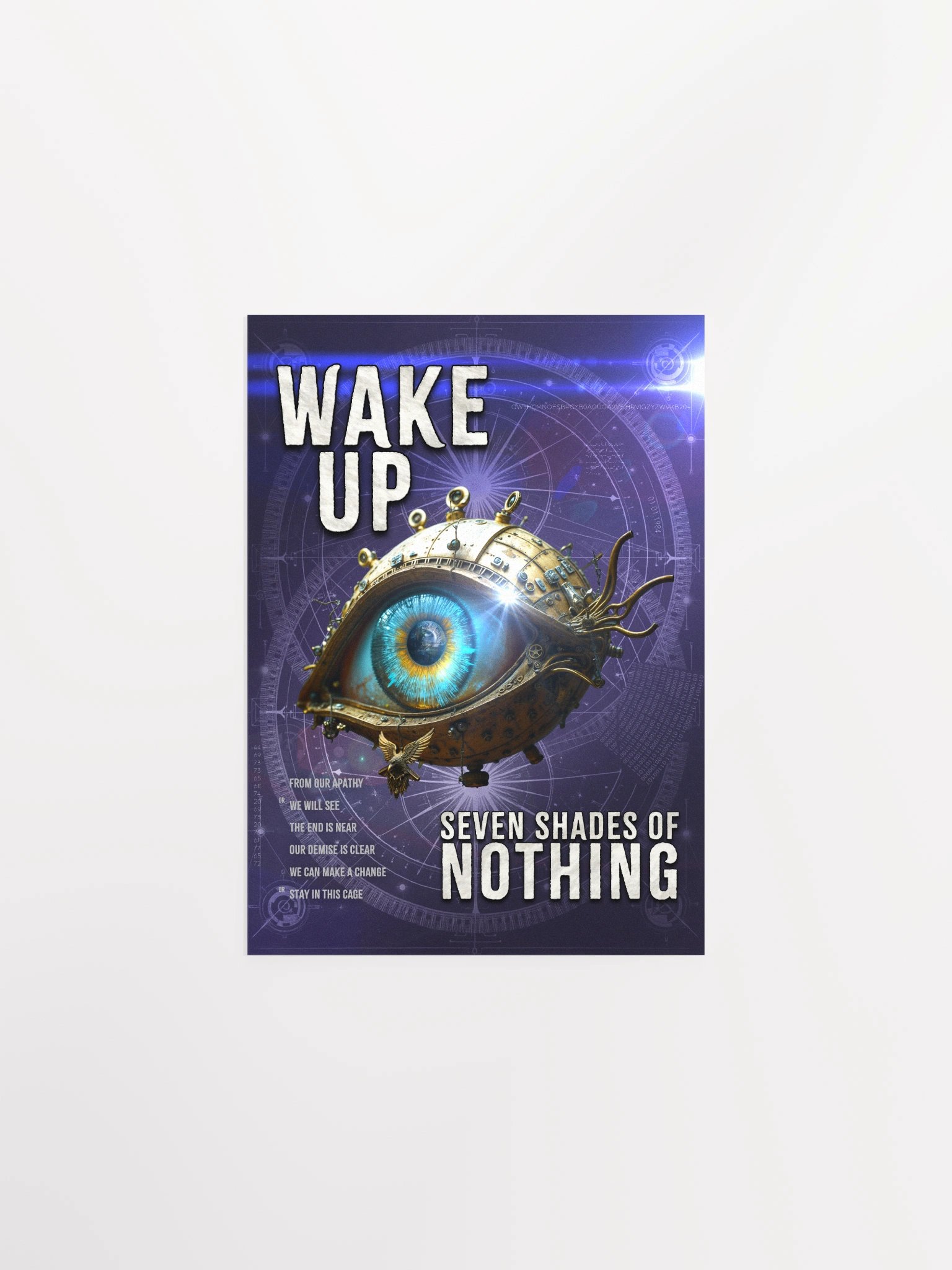 “Wake Up” lyric poster – cinematic vertical print from Seven Shades of Nothing – Framed High-Quality Matte Poster product image (1)