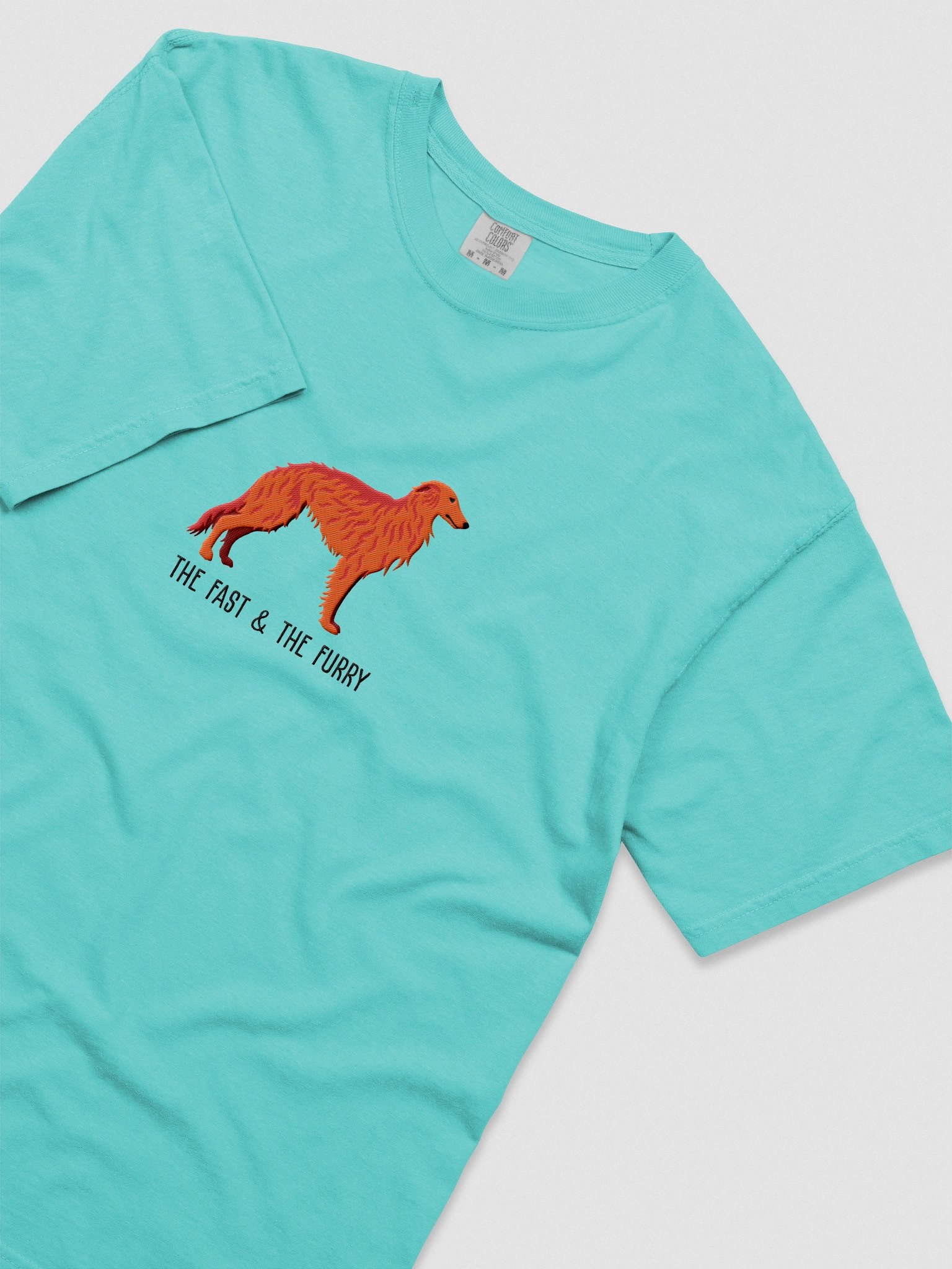The Fast & The Furry T-Shirt(Embroidered) of a Silken Windhound(Red) product image (8)