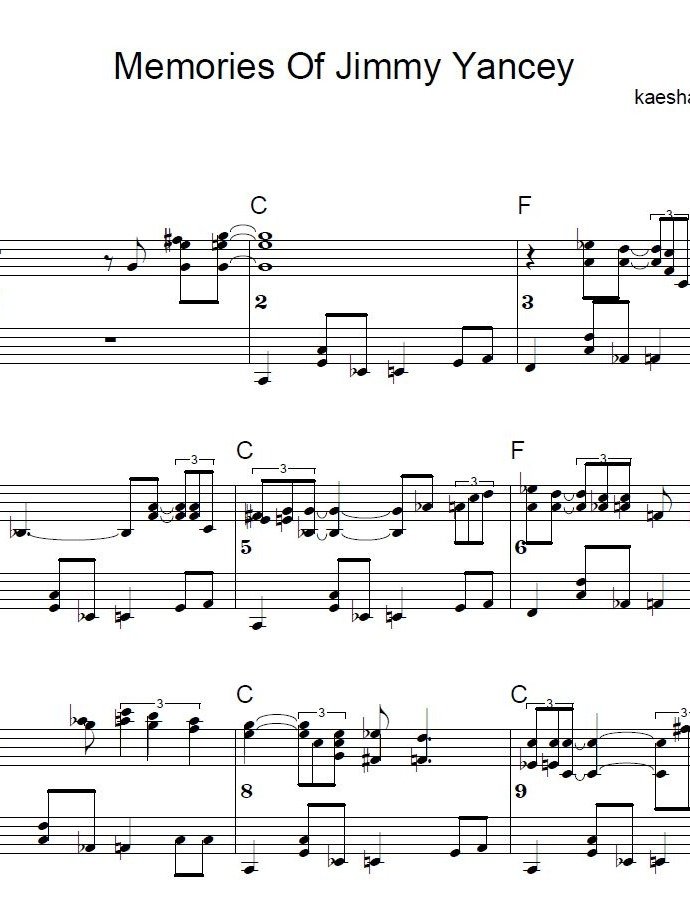 Memories Of Jimmy Yancey - Blues piano - Piano sheet music product image (1)