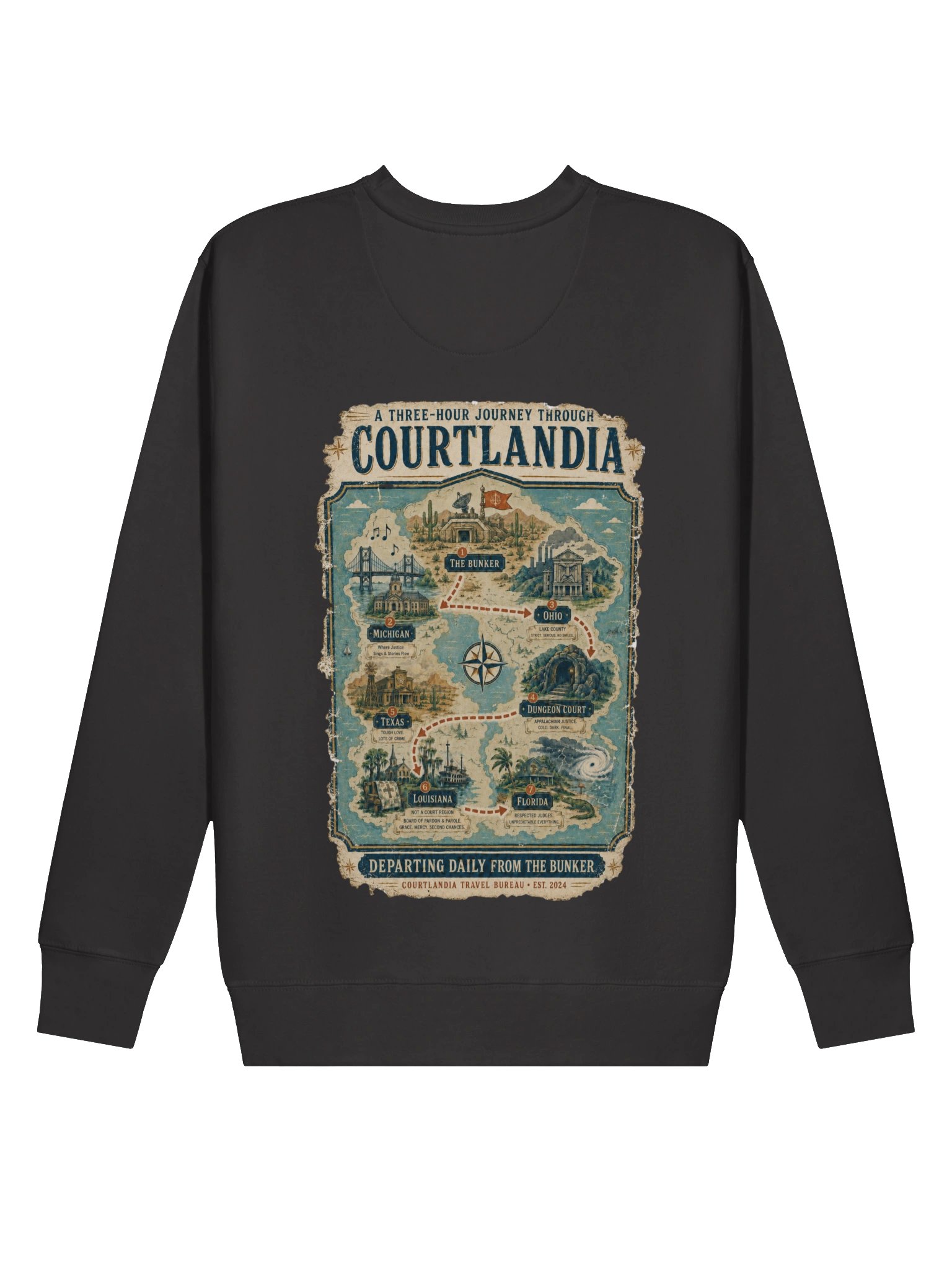 Courtlandia Travel Bureau Vintage Tourist Map Sweatshirt product image (29)