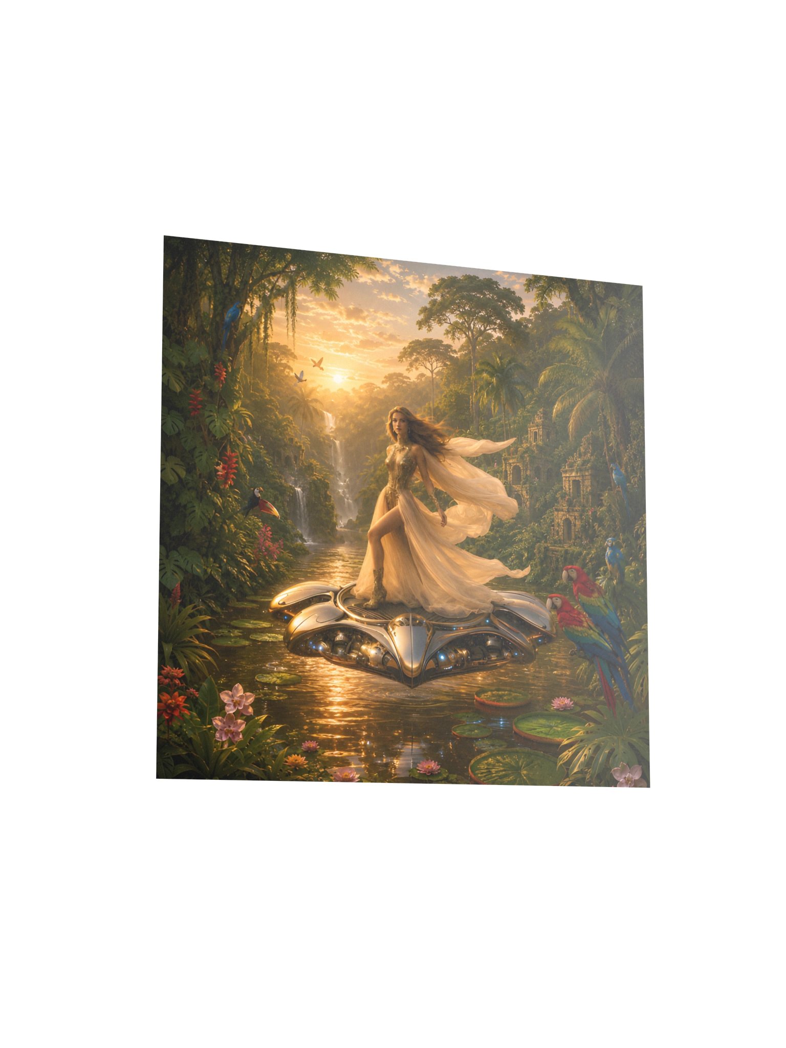 Jungle Goddess on Flying Craft | Tropical Sci Fi Fantasy Wall Art product image (4)