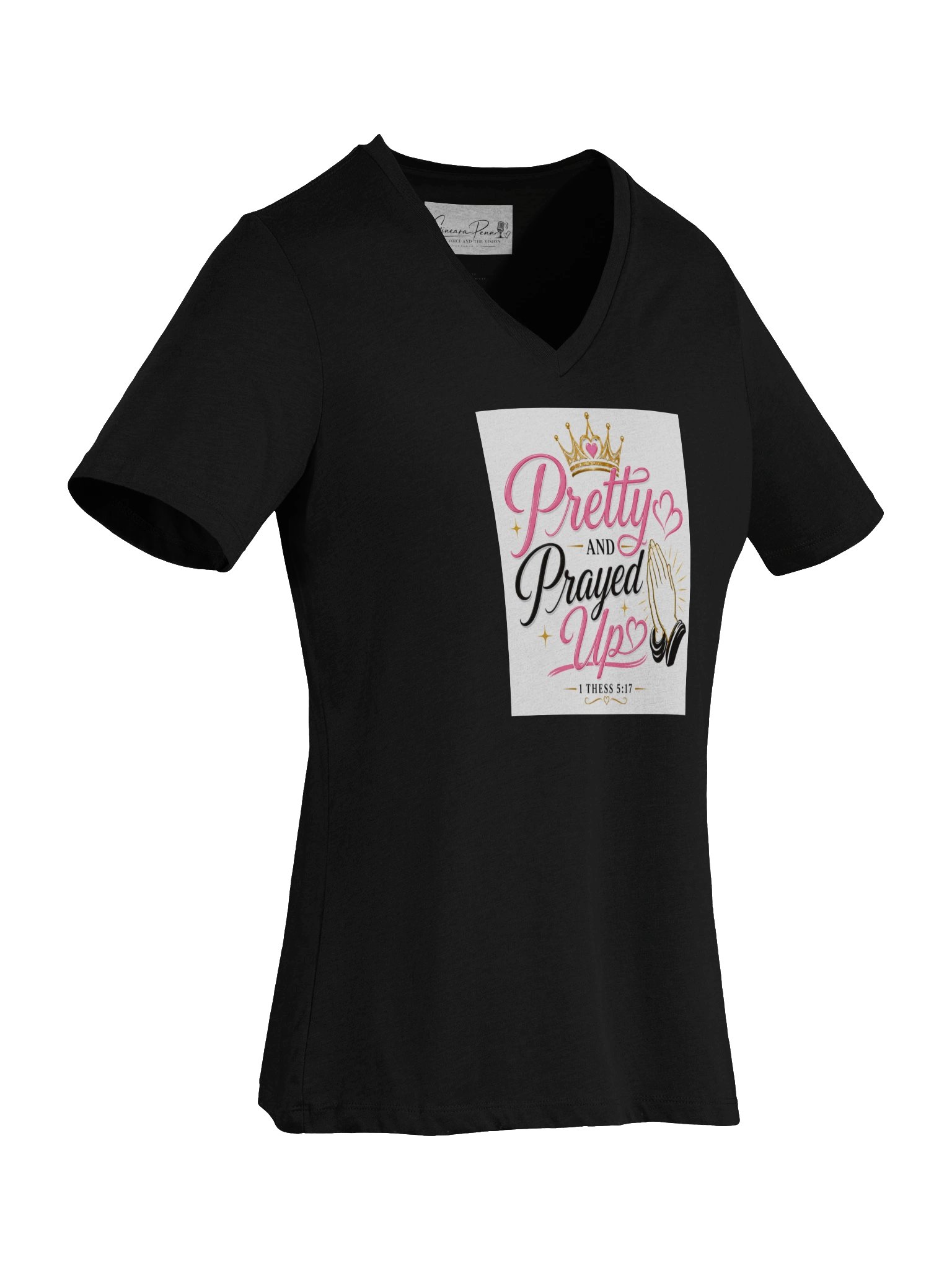 Pretty and Prayed up V-neck-Black product image (5)