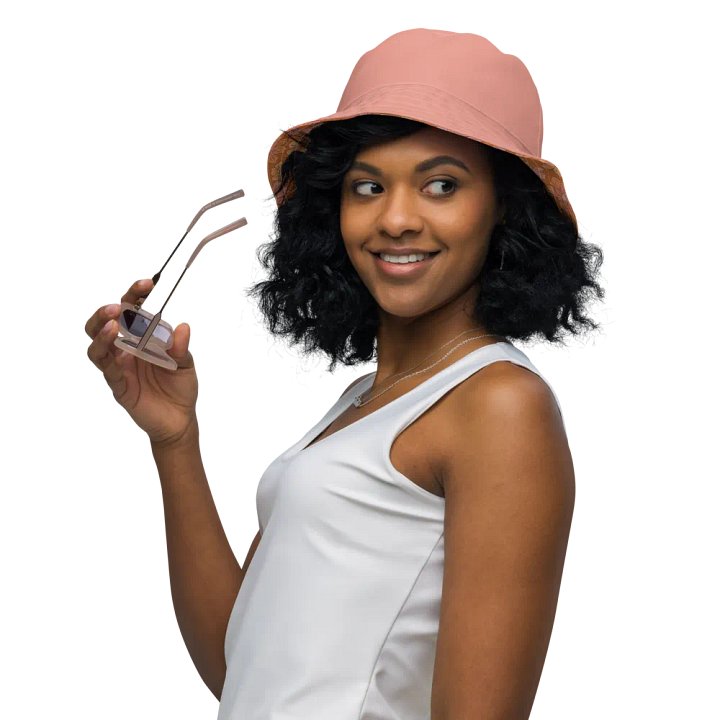 Retro Flowers Coral Reversible Bucket Hat product image (1)