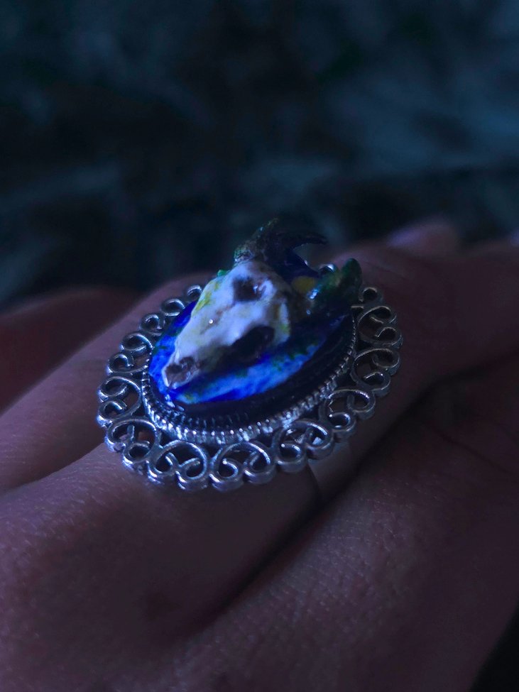 Custom Colour Deer Forest Guardian with Moon - Silver Ring product image (4)