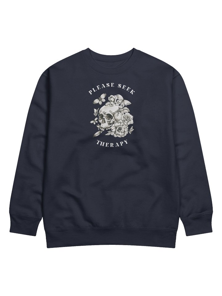 Please Seek Therapy – Skull & Butterfly Floral Sweater product image (1)