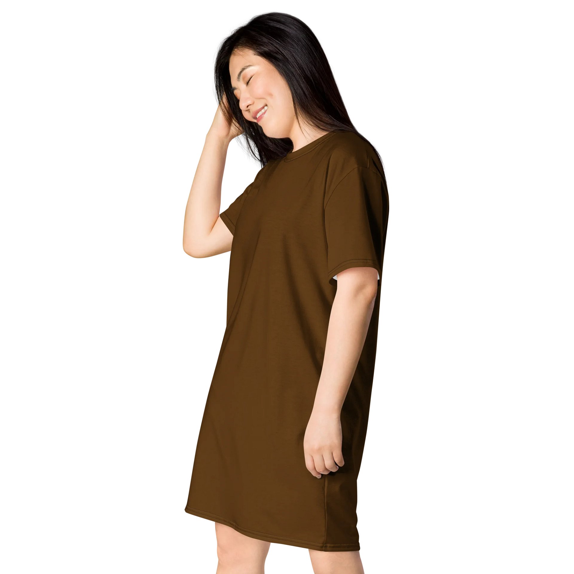 Brown Oversized T-Shirt Dress | Stretchy Fabric | Casual or Formal Style | Sizes 2XS-6XL | Exclusive Design product image (3)