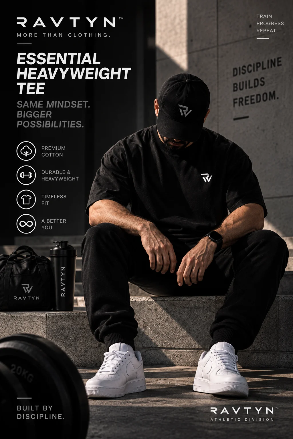 RAVTYN Essential Heavyweight Tee — Black product image (3)