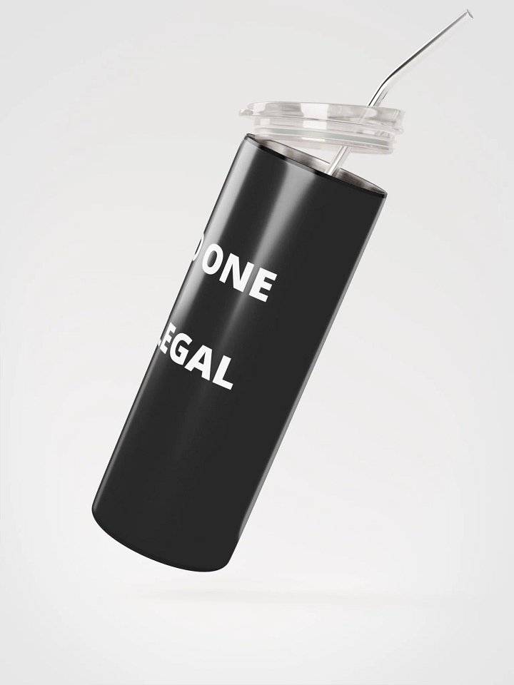 Pris - No One Is Illegal - (Black) Stainless Steel Tumbler With Metal Straw product image (2)