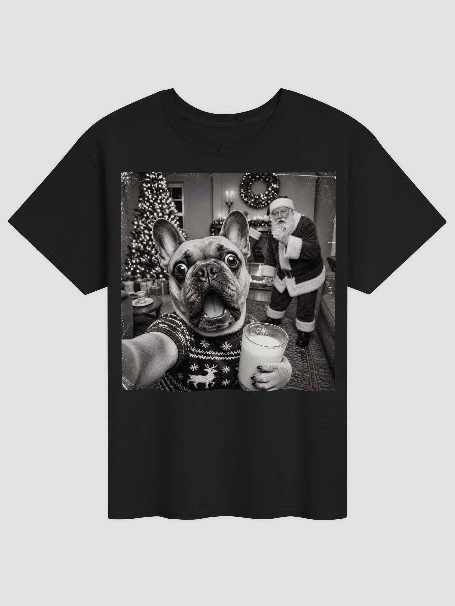 French Bulldog Christmas Selfie Shirt - Funny Santa & Dog Xmas T-Shirt product image (1)