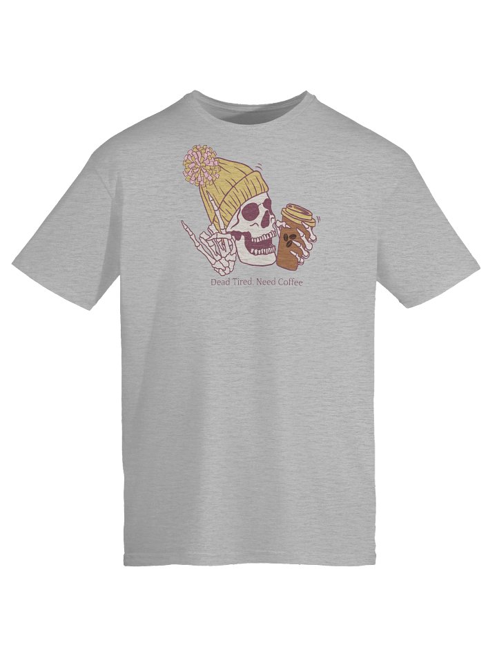 Golden “Dead Tired, Need Coffee.” Skeleton Tee – Light Unisex Softstyle Coffee Lover shirt product image (2)