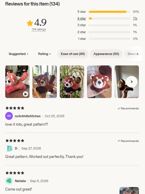 Crochet pattern: Red Panda | PDF pattern product image (2)