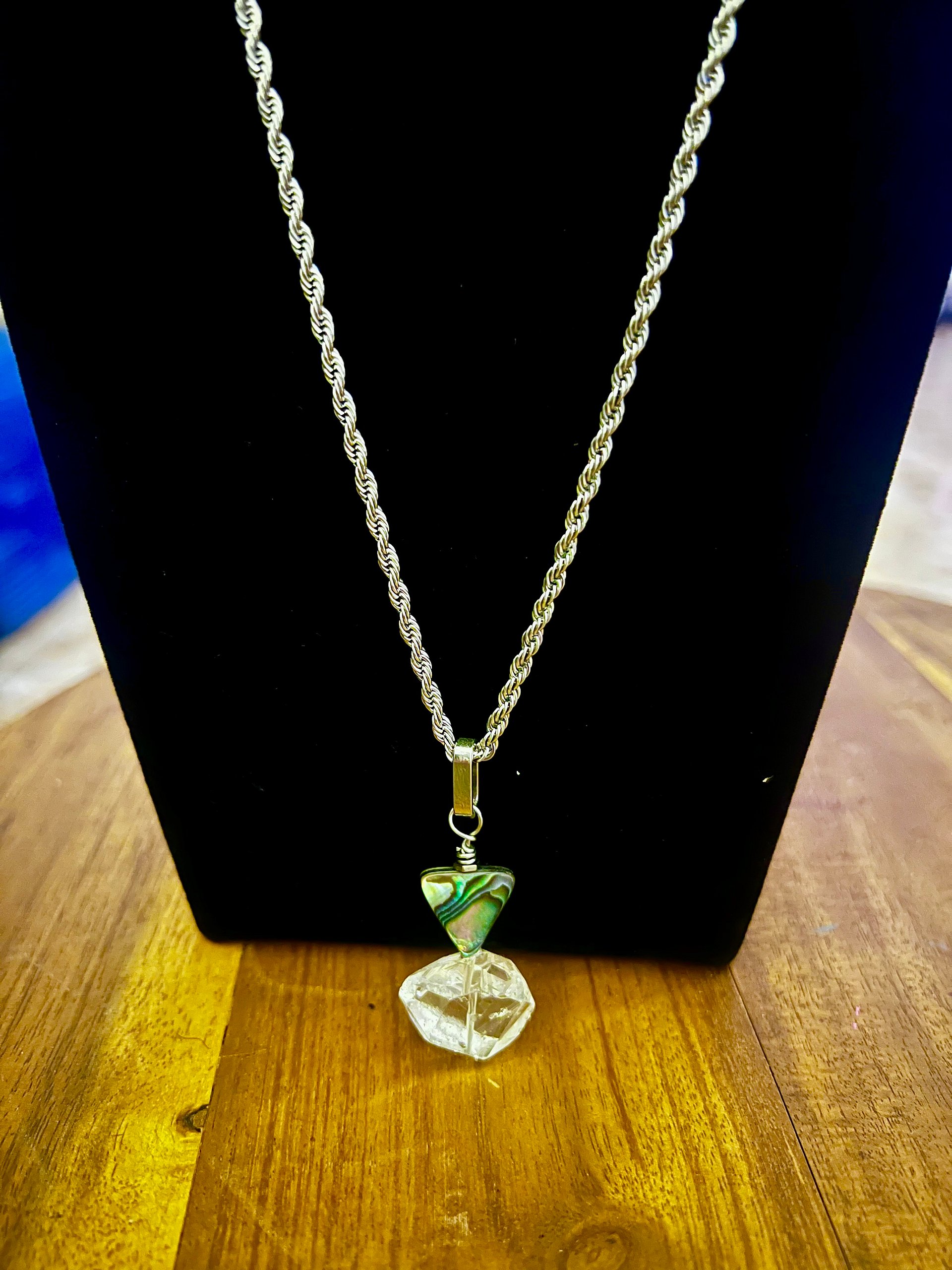 Mother of Pearl, and large Herkimer necklace product image (1)