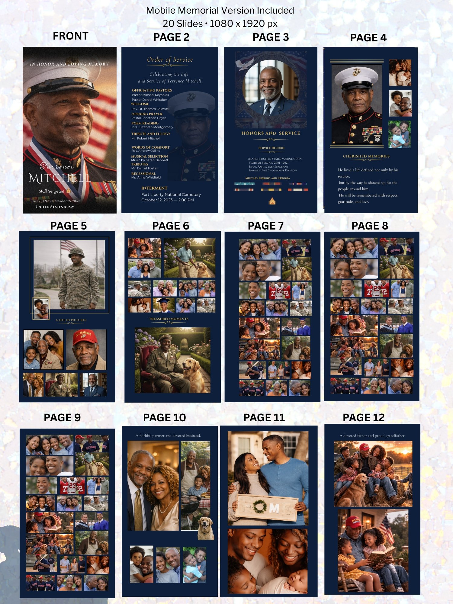 Ultimate Military Funeral Tribute Suite | 20-Page Magazine Program, Video Slideshow & Medal Guide product image (5)