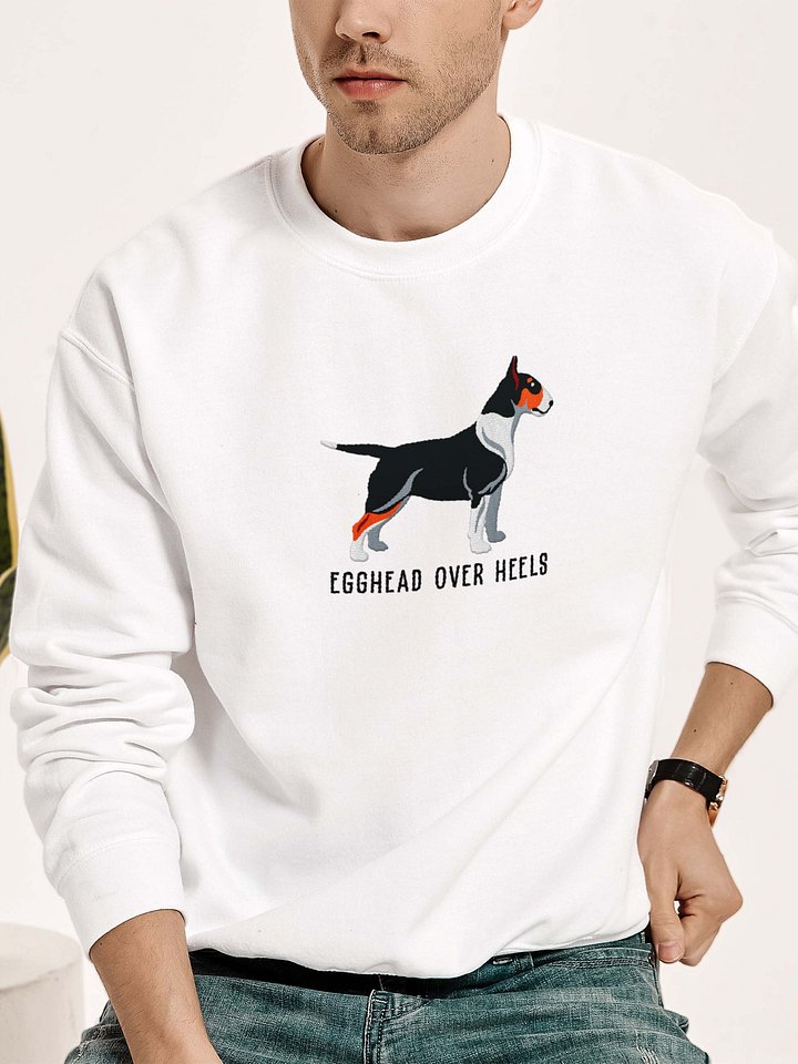 Egghead Over Heals Sweatshirt (Embroidered) of an English Bull Terrier(Tricolor) product image (2)