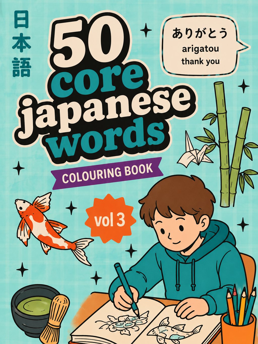 50 Core Japanese Words Colouring Book Series (Volume 3) Preorder product image (1)