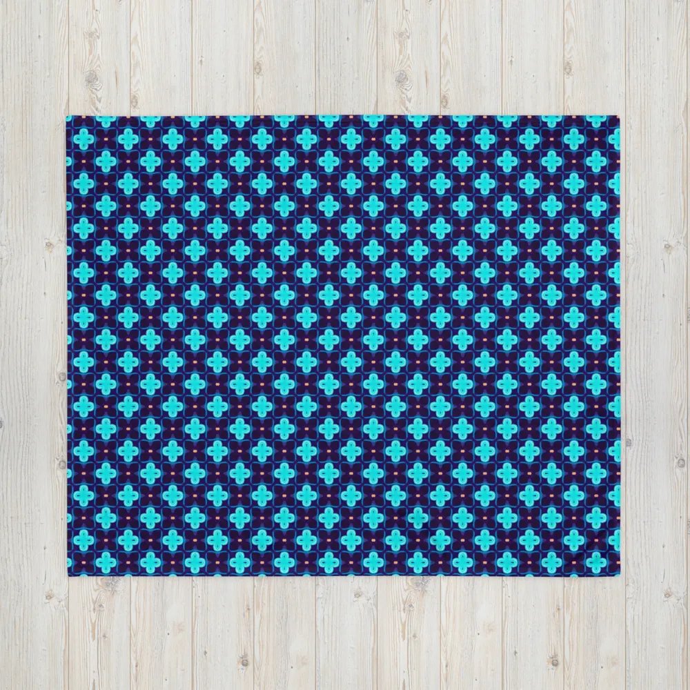 Elegant Blue & Black Seamless Patterned Throw Blanket product image (5)