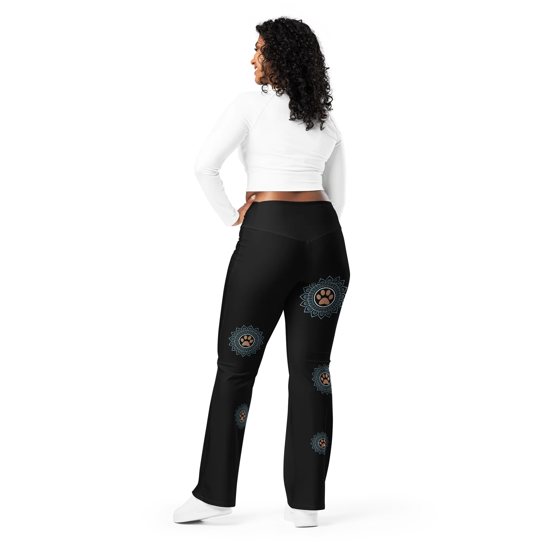 Paws and Reflect Mandala Paw Print Flare Yoga Pants product image (2)