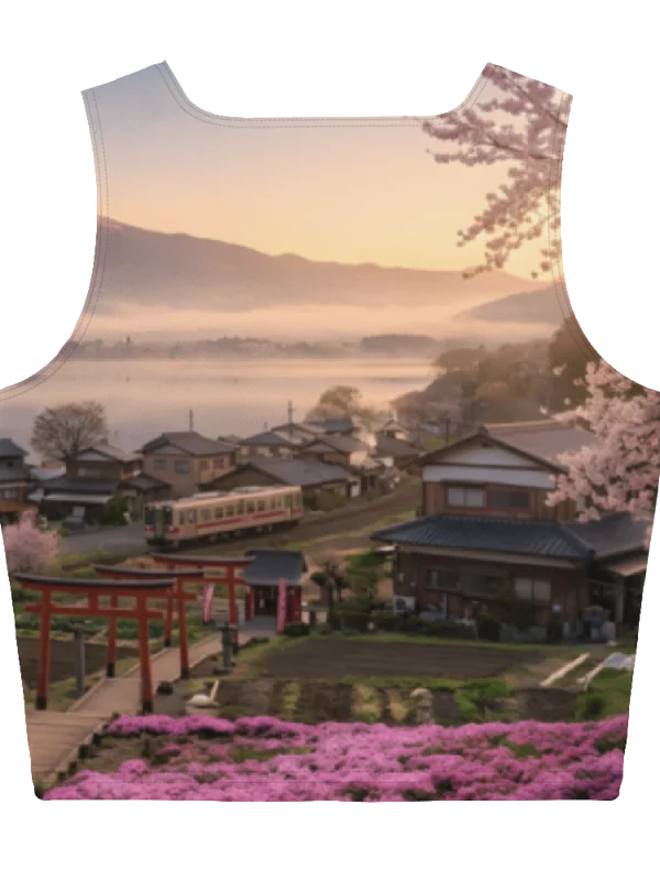 Mount Fuji Village Pink Moss Women’s Crop Top T-Shirt product image (2)