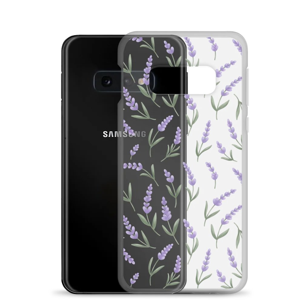 Clear case for Samsung with lavender pattern. Artistic protective cover product image (2)