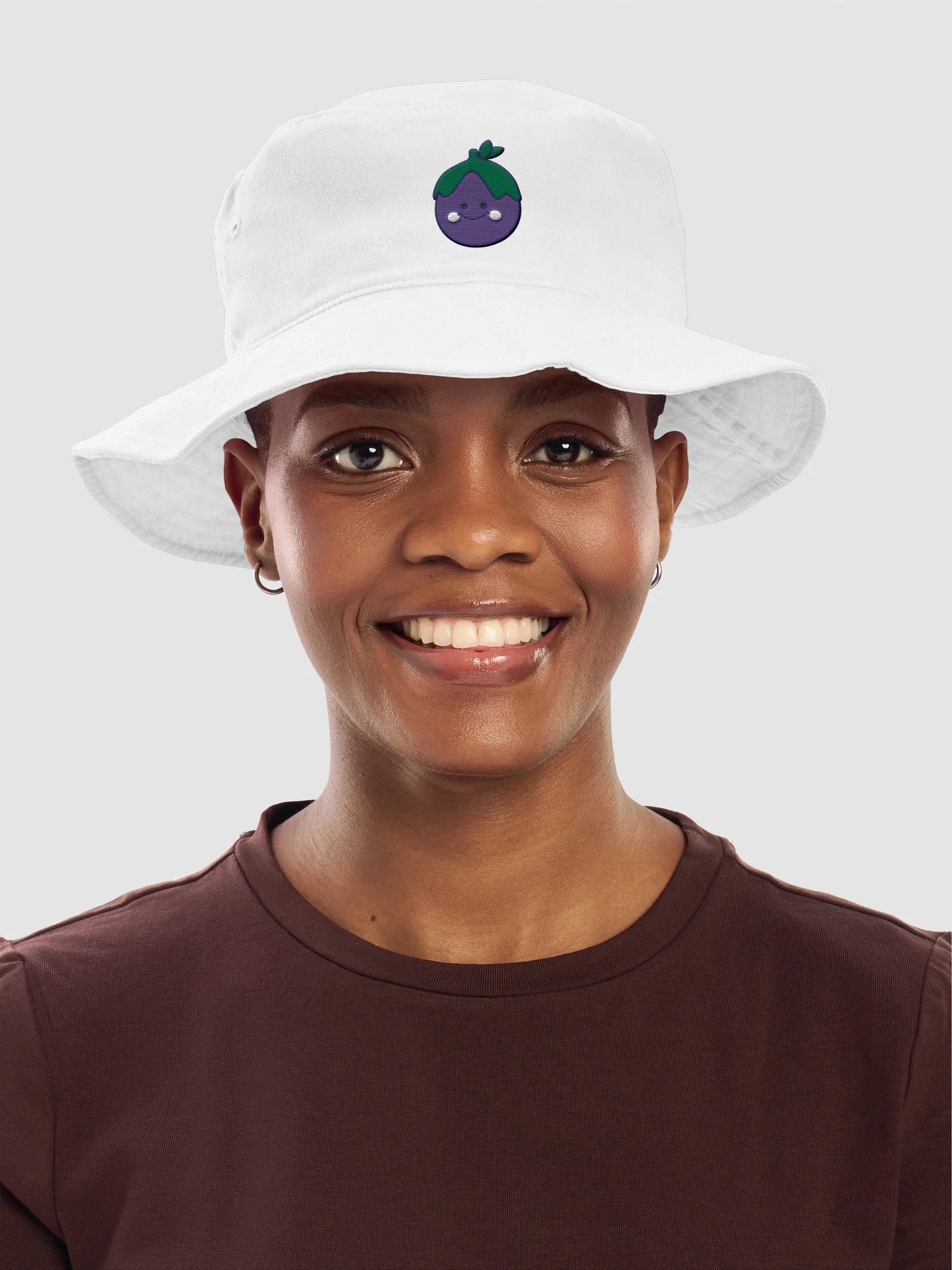 Smiling Eggplant Kawaii Bucket Hat product image (5)