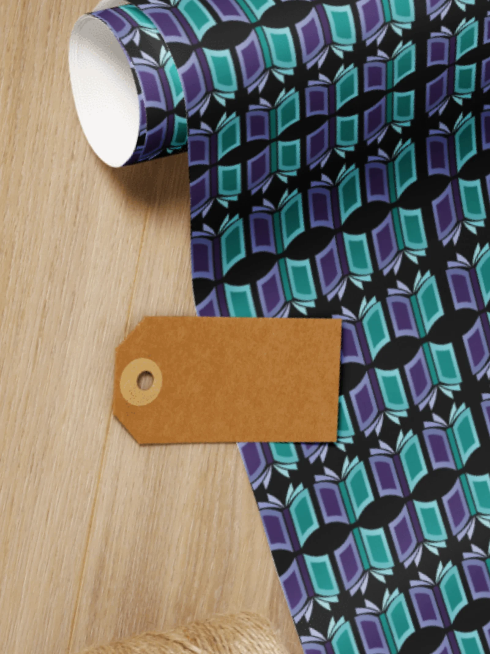 Bookish Wrapping Paper (Black Background) product image (1)