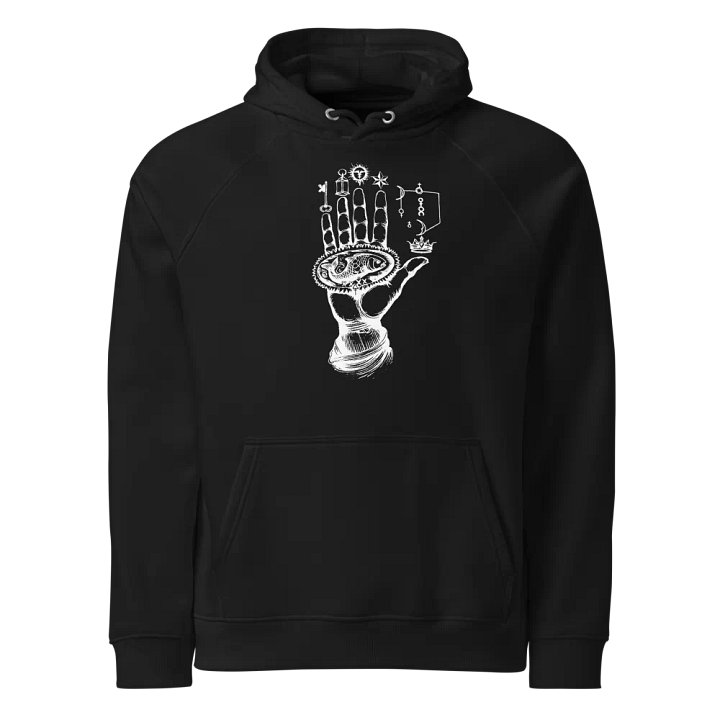 [Hand of Mysteries 3 - White] - Unisex Eco Raglan Hoodie product image (1)