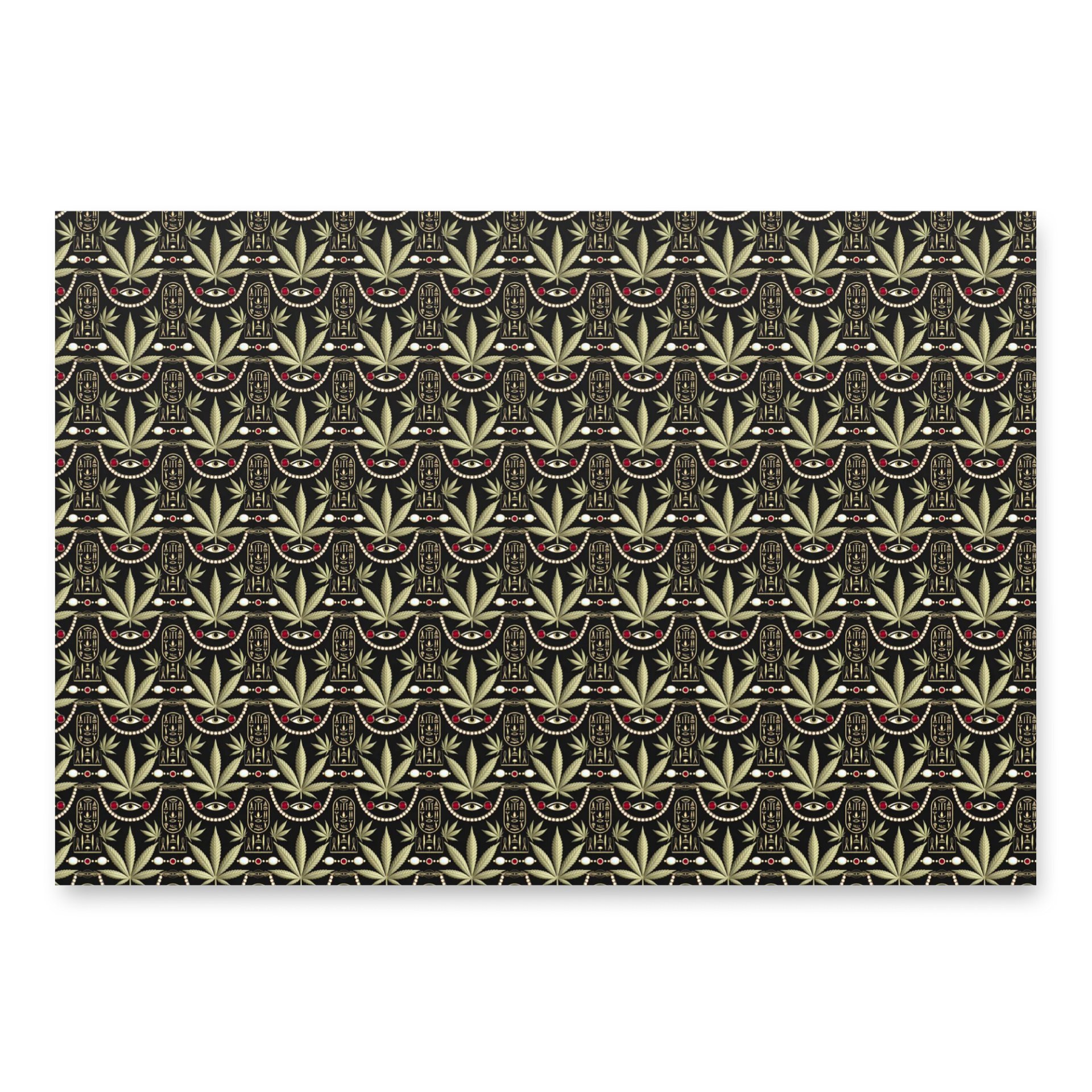 Cannabis Egyptian Luxe Wrapping Paper Set – 3 Sheets | Premium Weed Leaf & Hieroglyph Pattern product image (4)