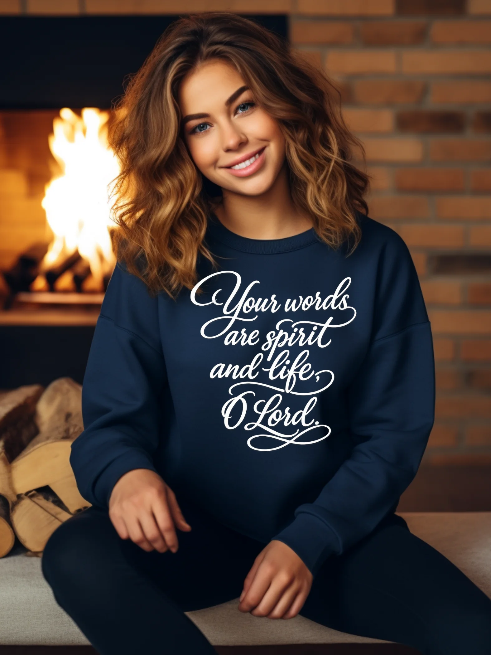 Your Words Are Spirit and Life O Lord Christian Sweatshirt | Bible Verse Faith Crewneck | Religious Scripture Gift | Kingdom Life Co. product image (1)