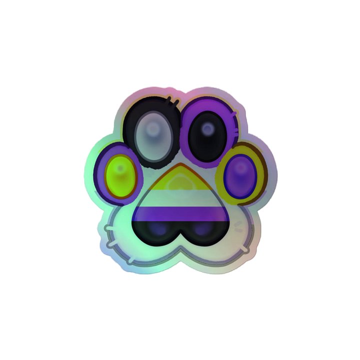 Nonbinary Pride Paw Print Holographic Kiss Cut Sticker product image (2)
