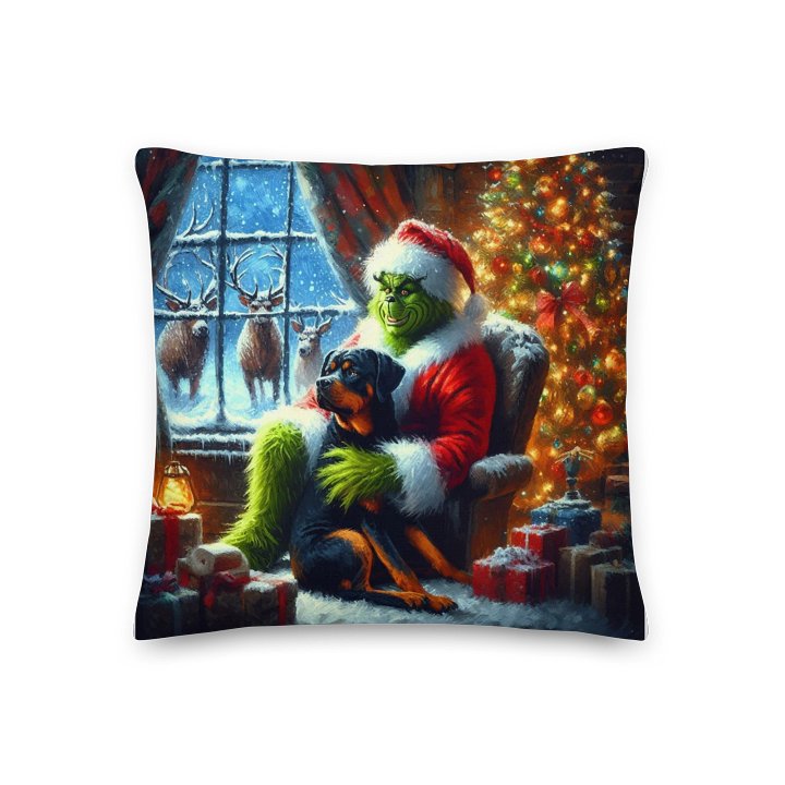 Grinch & Rottweiler Christmas Premium Pillow product image (1)