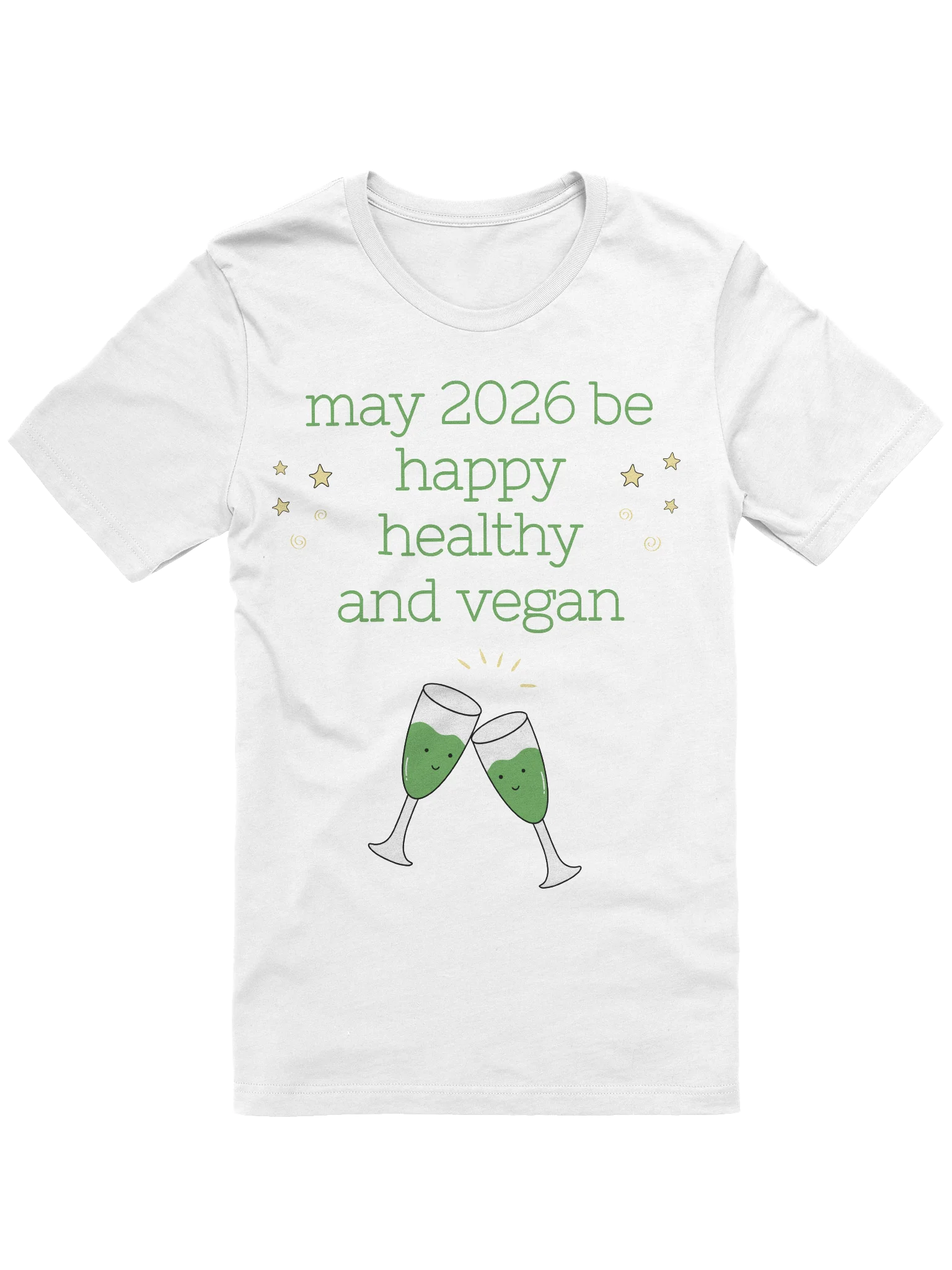 “Happy, Healthy, and Vegan 2026” Unisex White T-Shirt product image (2)