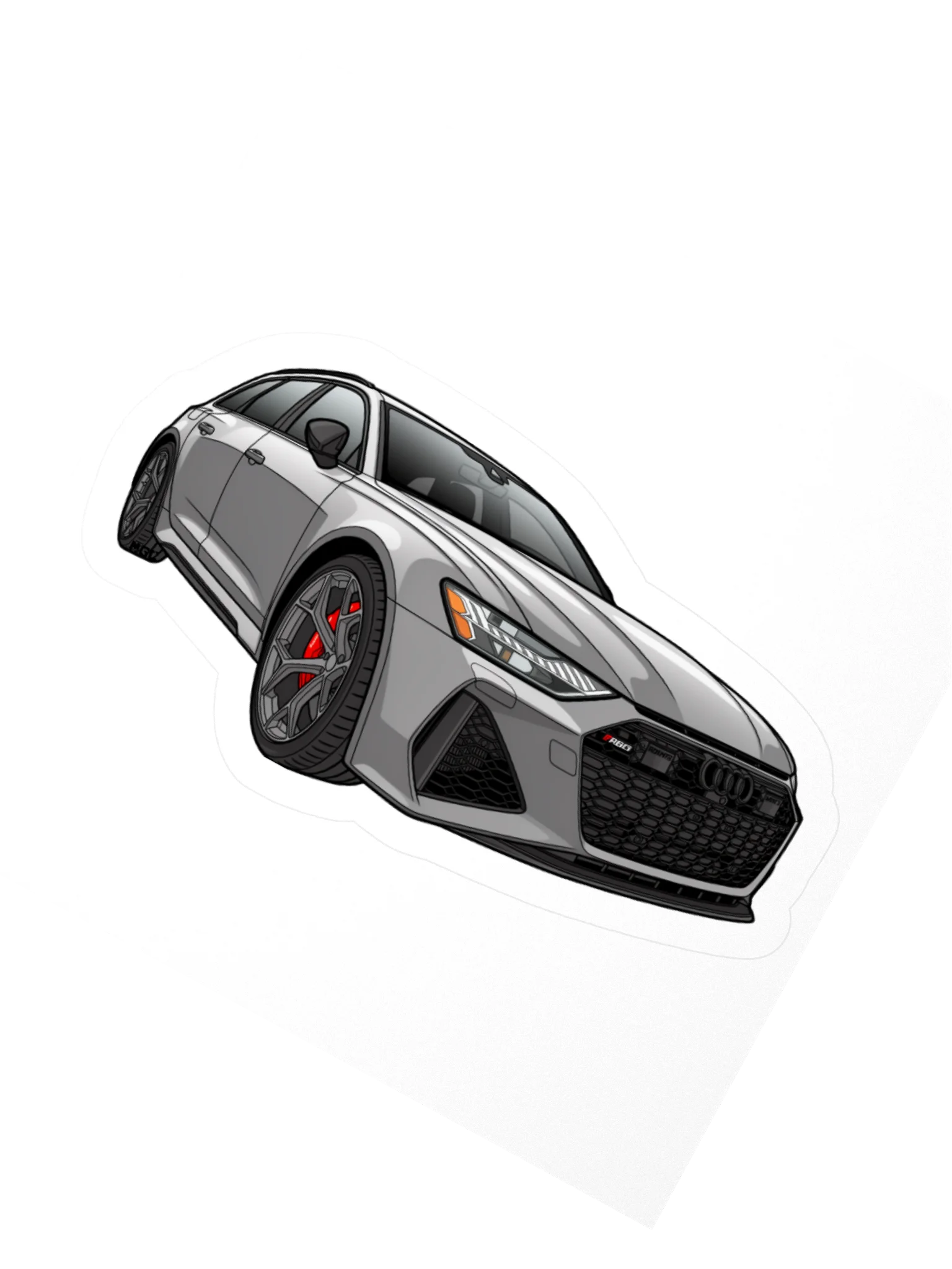 Grey Audi RS6 Avant Sticker (Retro, Sketch, Silhouette) product image (6)