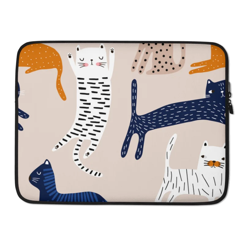 Playful Cat Pattern Laptop Sleeve – Cute Minimalist Protective Case for 13” & 15” Laptops product image (2)