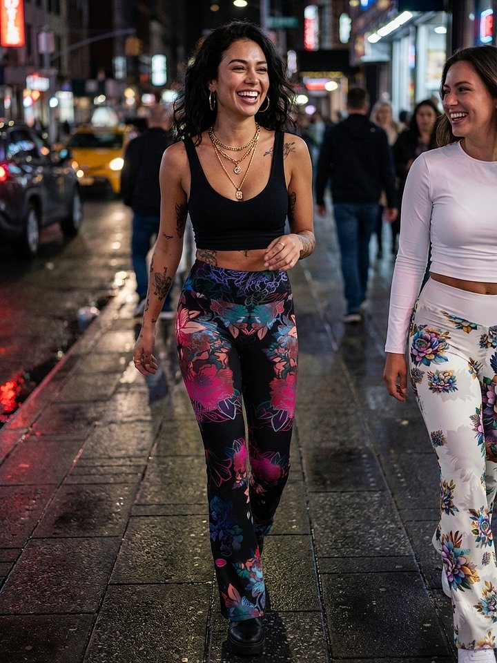 Black lace-flare leggings product image (2)