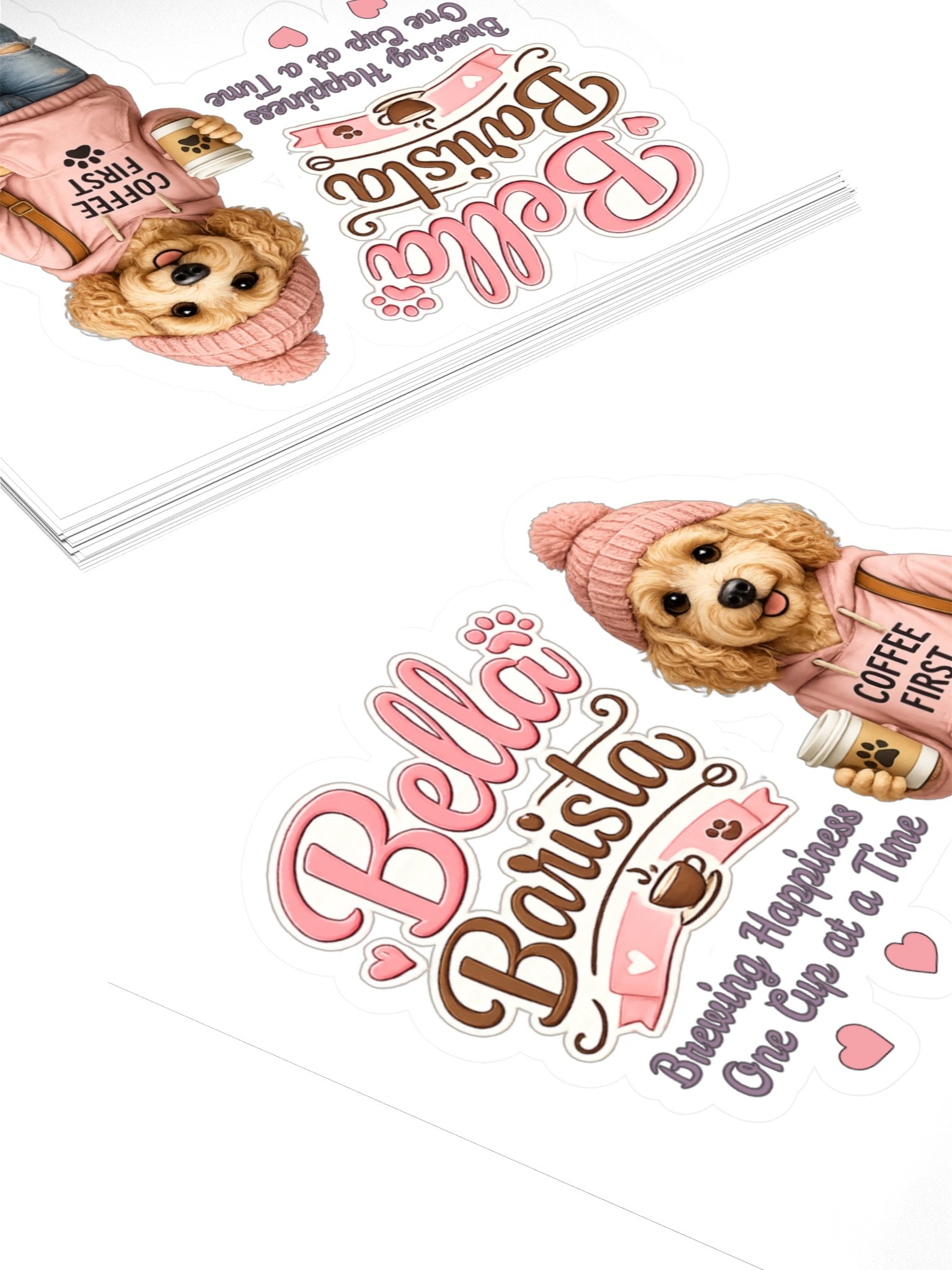 Bella Barista Coffee Dog Kiss Cut Sticker product image (4)