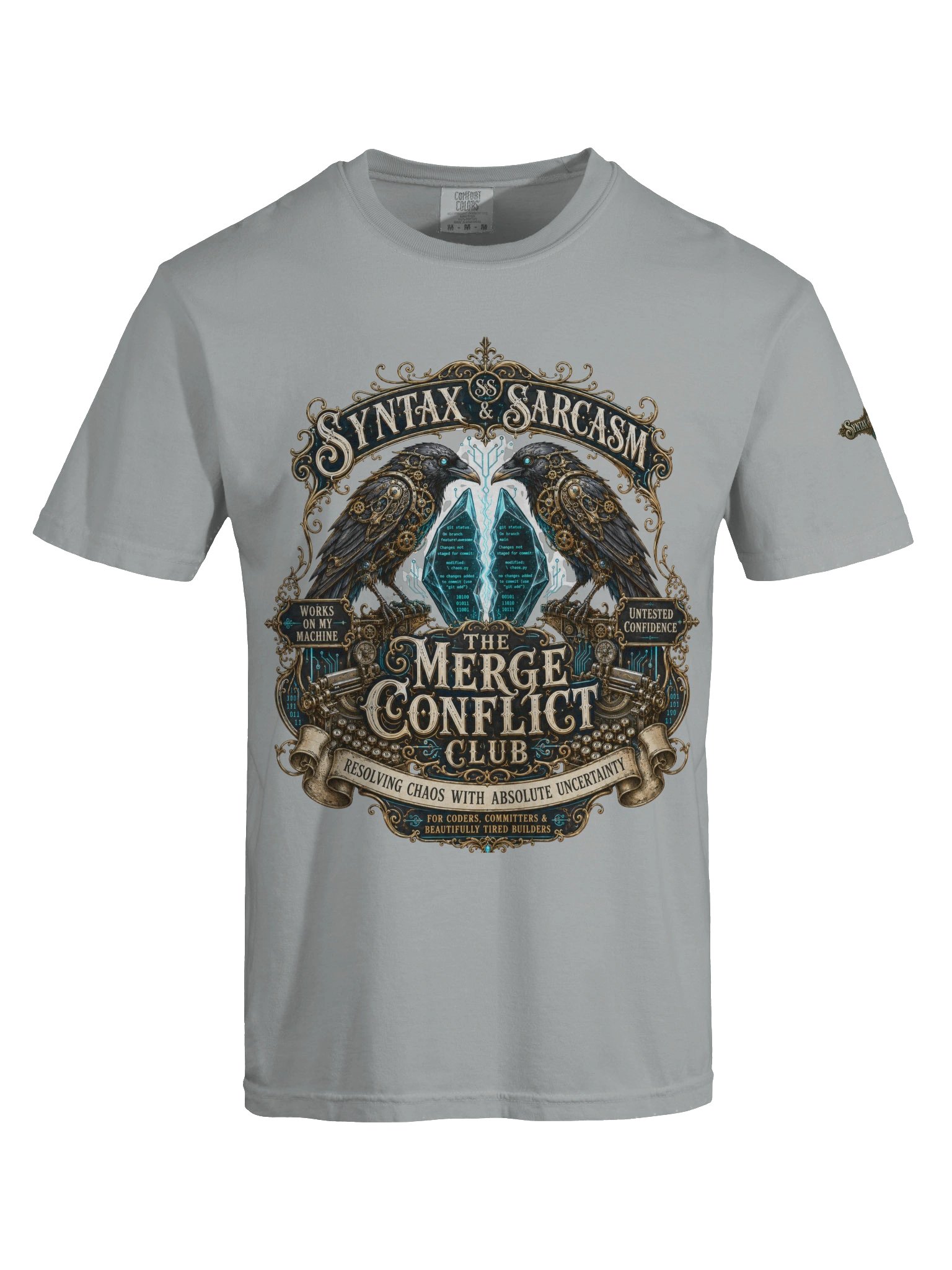 Syntax & Sarcasm Merge Conflict Club Heavyweight Coding T-Shirt product image (1)