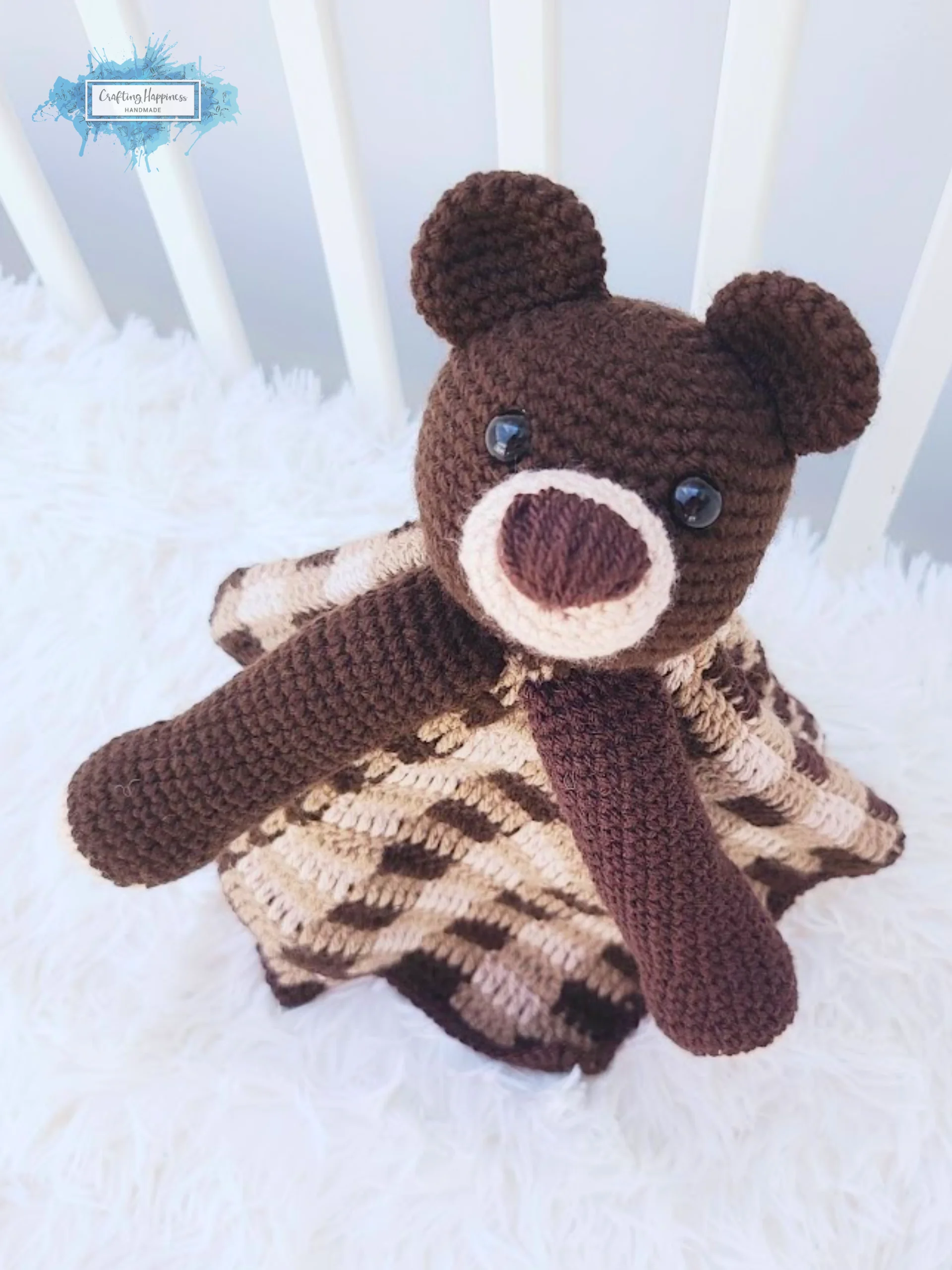 Crochet Bear Lovey Pattern, Baby Security Blanket PDF Pattern - Crafting Happiness product image (5)